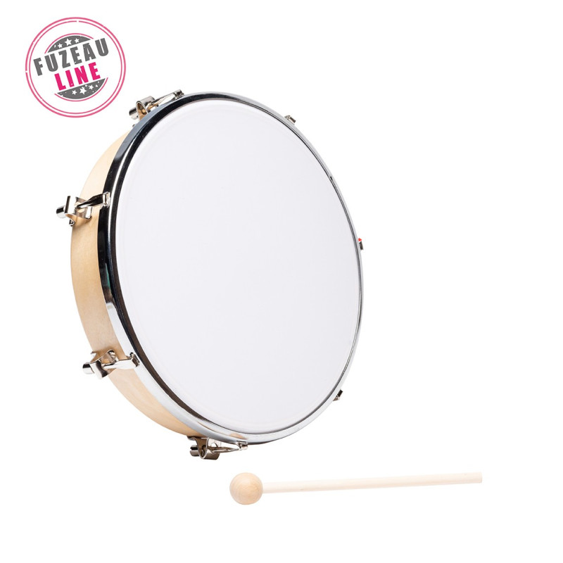 TAMBOURIN AVEC PEAU NATURELLE DIAMETRE DE 20 CM