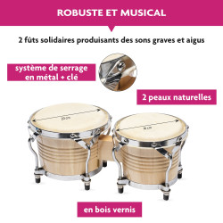 6 Et 7 Ensemble De Tambour Bongo Avec Clé De Réglage Instrument