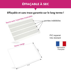 Ardoise | 4 Portées Indélibiles | Effaçable à sec | Fuzeau