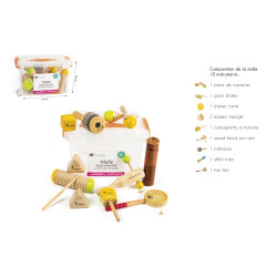 MALLE DE 10 INSTRUMENTS EN BOIS POUR LES PETITS DES 3 ANS 