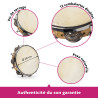 TAMBOURIN DE Ø 20 CM AVEC PEAU NATURELLE ET CYMBALETTES