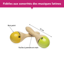 PAIRE DE MARACAS EN BOIS NATUREL PEINT