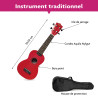 UKULELE SOPRANO COLORIS ROUGE AVEC SA HOUSSE