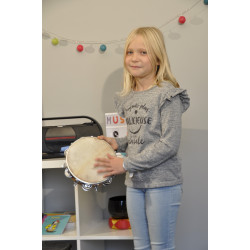 Tambourin | Ø 20 CM | Avec Peau Naturelle et Cymbalette | Fuzeau