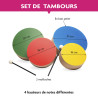 ENSEMBLE DE 4 TAMBOURS DE 4 COULEURS DIFFERENTES