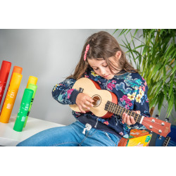 UKULELE SOPRANO COLORIS BOIS NATUREL AVEC HOUSSE DE RANGEMENT