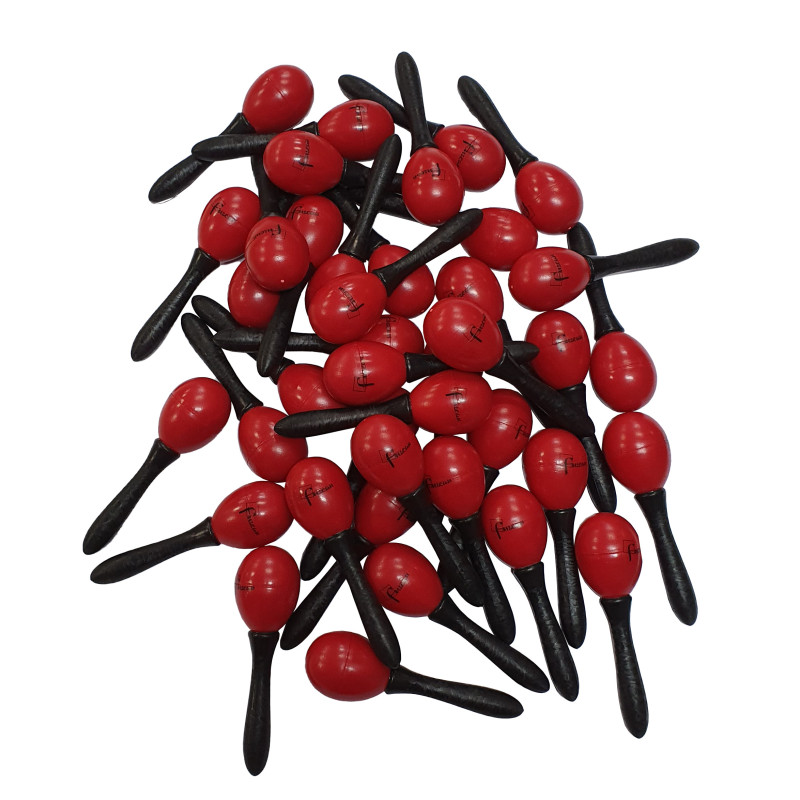 LOT DE 20 PAIRES D'OEUFS SONORES MARACAS ROUGE