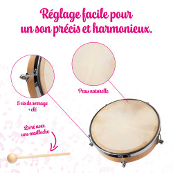 Tambourin |Peau Naturelle | Ø 20 cm | Fuzeau Séniors