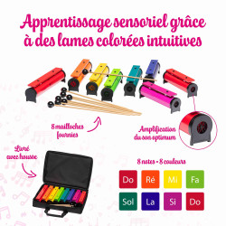 8 Métallonotes | Housse de Rangement | Lames Colorées | Fuzeau Séniors