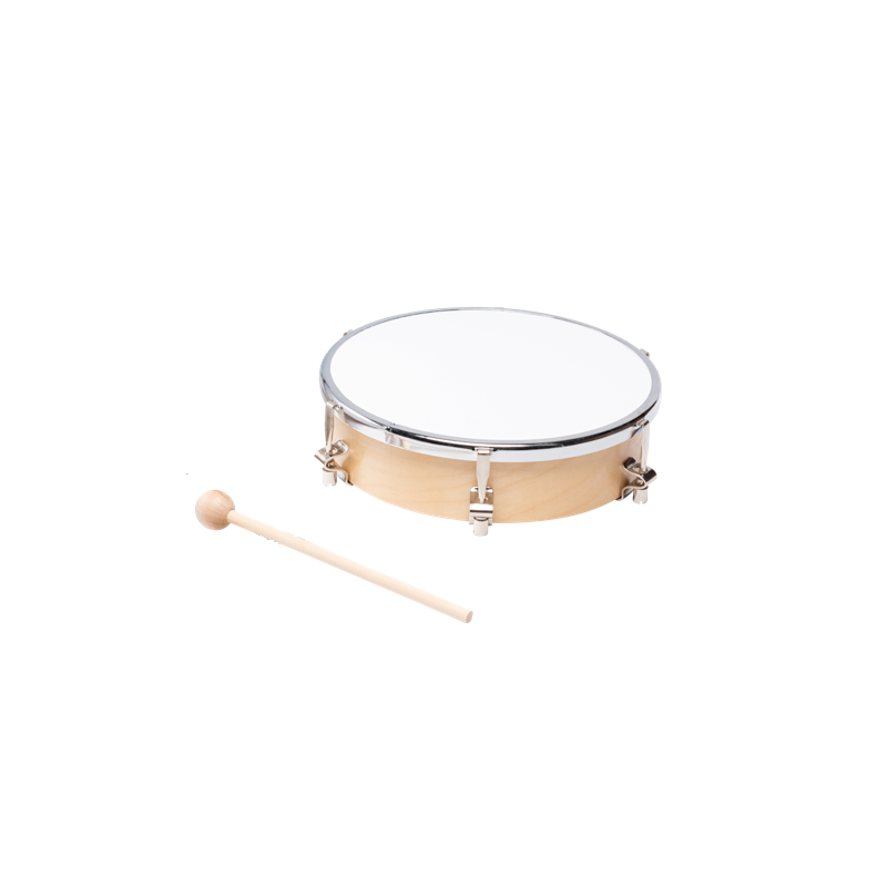 Tambourin En Peau Synthétique ø25cm - Avec Mailloche | Instrument Percussion Enfant Dès 4 Ans