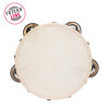 TAMBOURIN EN PEAU NATURELLE DE 15 CM AVEC 8 CYMBALETTES