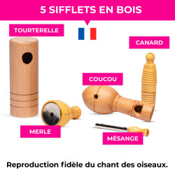 Coffret 5 Appeaux Soufflés | Imiter les Oiseaux Campagne | Fuzeau Séniors