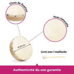 Tambourin | Ø 15 cm | Peau Naturelle | Fuzeau Séniors