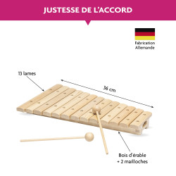 XYLOPHONE DE 13 LAMES EN ERABLE AVEC SES 2 MAILLOCHES