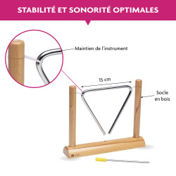 TRIANGLE SUSPENDU SUR SOCLE EN BOIS