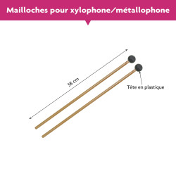 PAIRE DE MAILLOCHES GRISE POUR XYLOPHONE ET/OU METALLOPHONE SOPRANO